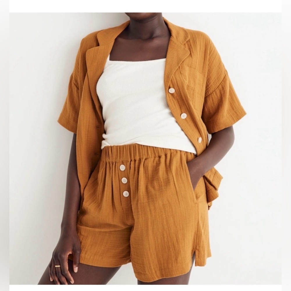 Madewell Lightestspun Yellow Oversized Short Pajama Set Size XSmall